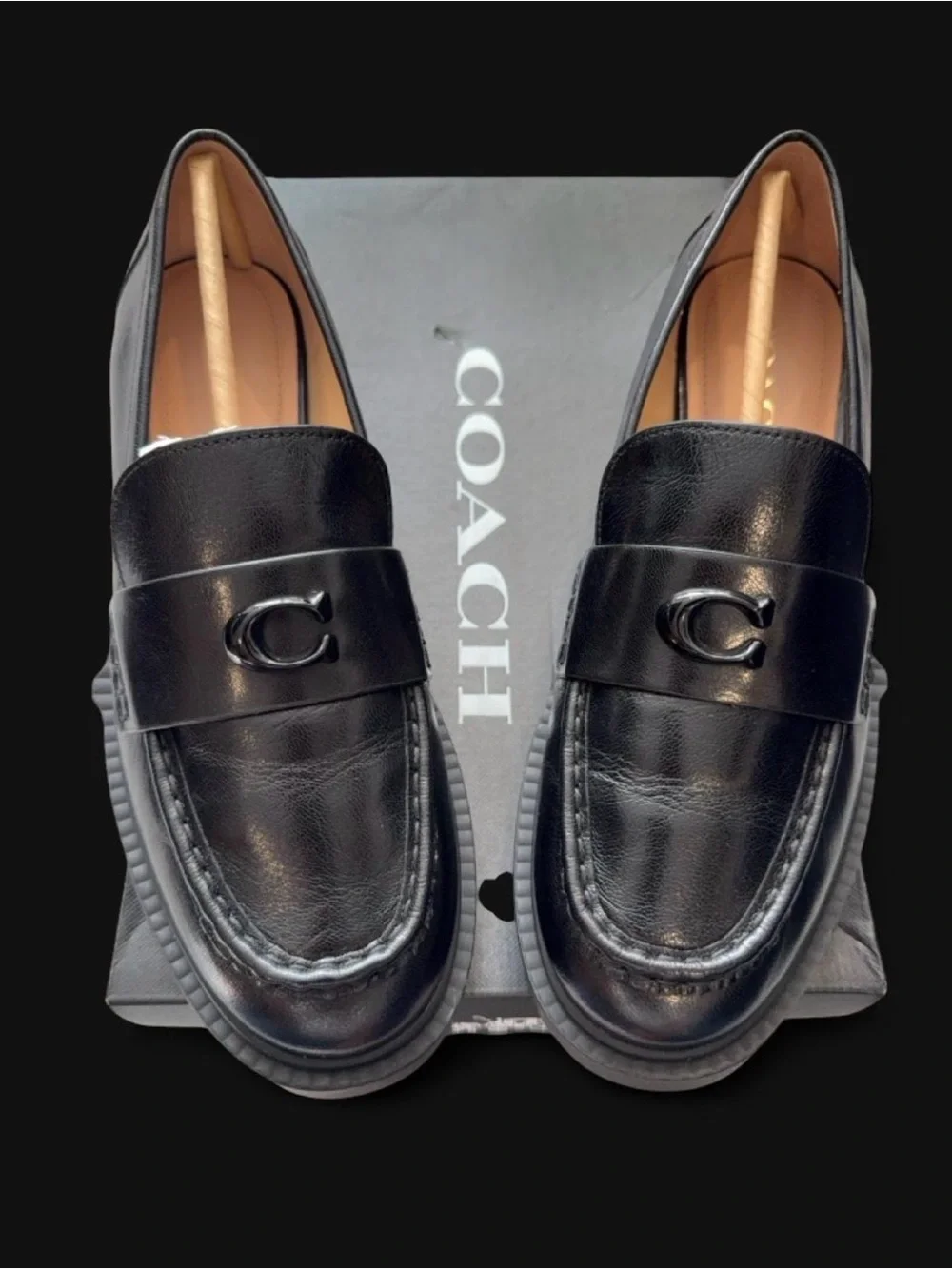 NIB | Coach Leah Loafer in Black Smooth Leather Size 8.5